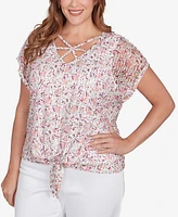 Hearts Of Palm Plus Printed Oval Textured Knit Top