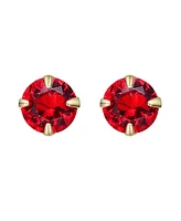 Kids 14K Gold Plated with Colored Round Cubic Zirconia Stud Earrings