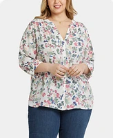 Nydj Plus Pintuck Blouse Sleeve Top