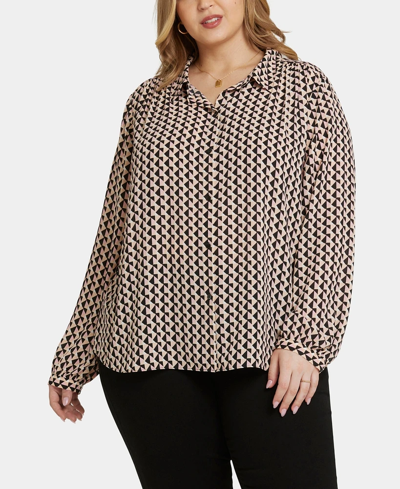 Nydj Plus Modern Blouse Point Collar Top