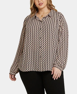 Nydj Plus Modern Blouse Point Collar Top
