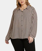 Nydj Plus Modern Blouse Point Collar Top