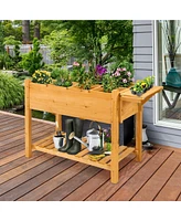 Gymax Raised Garden Bed Elevated Planter Box Kit w/8 Grids & Folding Tabletop