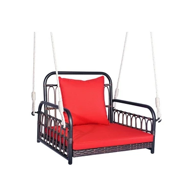 Patio Rattan Porch Swing Hammock Chair with Seat Cushion