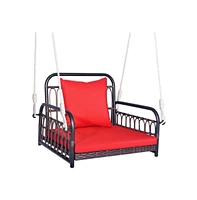 Patio Rattan Porch Swing Hammock Chair with Seat Cushion