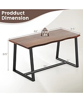 63" Large Dining Table with Wavy Edge and Heavy-duty Metal Frame