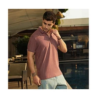 Campus Sutra Men's Grape Purple Texture-Lined Polo T-Shirt
