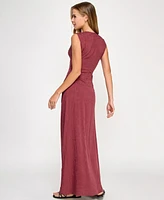 Seni & Cade Juniors' Jacquard Embroidered Sleeveless Maxi Dress
