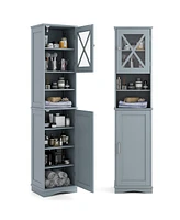 Tall Freestanding Bathroom Storage Cabinet with 5 Adjustable Shelves