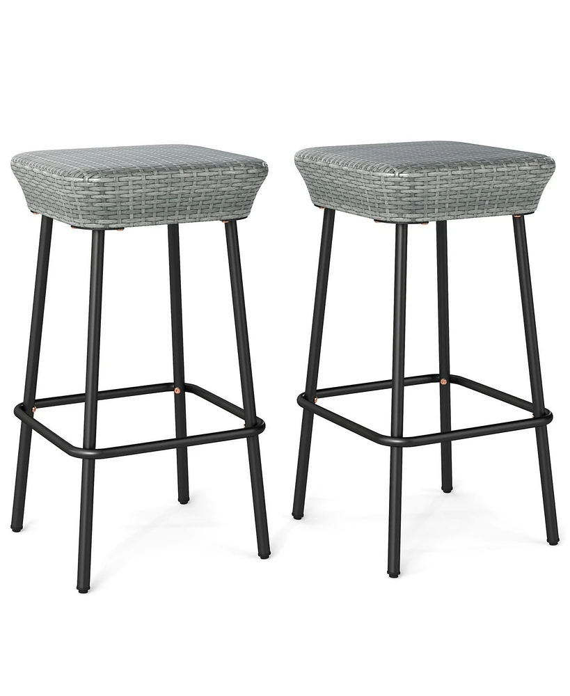 Patio Bar Stools Set of 2 with Comfortable Cushions for Stylish Outdoor Seating and Entertaining