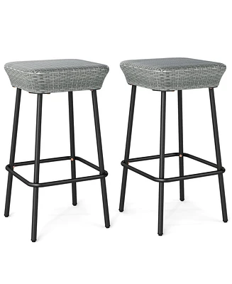 Patio Bar Stools Set of 2 with Comfortable Cushions for Stylish Outdoor Seating and Entertaining