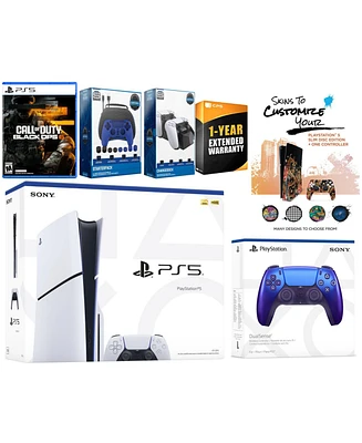 Sony Playstation 5 Slim Disc with Call of Duty: Black Ops 6, Extra Volcanic Red Controller, Gamer Starter Pack, Charge Dock and MightySkins Voucher +