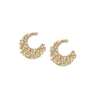 Sohi Women's Red Stone Hoop Earrings