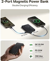 Baseus Magsafe Portable Charger, Qi2 Certified 10,000mAh Magnetic Power Bank, 2-Port Wireless Magsafe Battery Pack with Fast Charging Usb-c & Usb-a fo