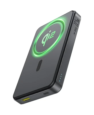 Baseus Magsafe Portable Charger, Qi2 Certified 10,000mAh Magnetic Power Bank, 2-Port Wireless Magsafe Battery Pack with Fast Charging Usb-c & Usb-a fo