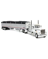 1/64 White Peterbilt 359 60" Sleeper w/ Wilson High Side Grain Trailer