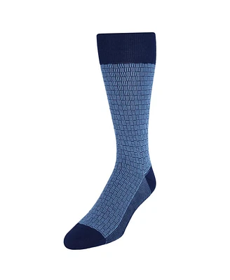 Trafalgar Men's Horatio Cross Hatch Design Mid-Calf Mercerized Cotton Socks