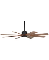 60" Defender Modern Industrial Indoor Outdoor Ceiling Fan with Remote Control Matte Black Hand-Painted Koa Damp Rated for Patio Exterior House Ho