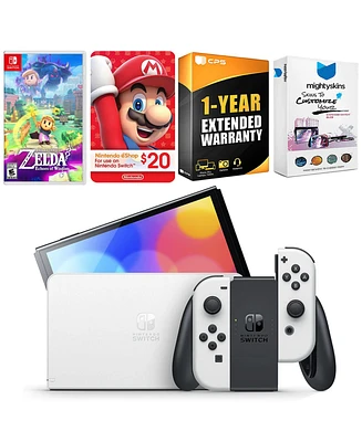 Nintendo Switch White Oled Console with The Legend Of Zelda Echoes Of Wisdom, Nintendo $20 eShop Gift Card