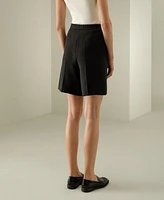 Lilysilk Women's Silk-Wool Blend Polished Shorts