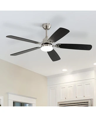 52'' 5-blade Three-color Dimmable Ceiling Fan Led Light with Six-speed Remote Control and Timing Function for Indoor