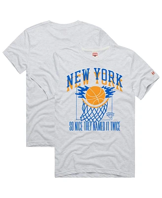 Homage Men's and Women's Ash New York Knicks Hometown Edition Tri-Blend T-Shirt