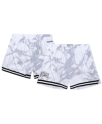 Mitchell & Ness Women's White Philadelphia 76ers Hardwood Classics Marble Shorts