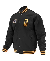 Fisll Men's and Women's Black New York Knicks Logo Man Shadow Collection Full-Snap Varsity Jacket