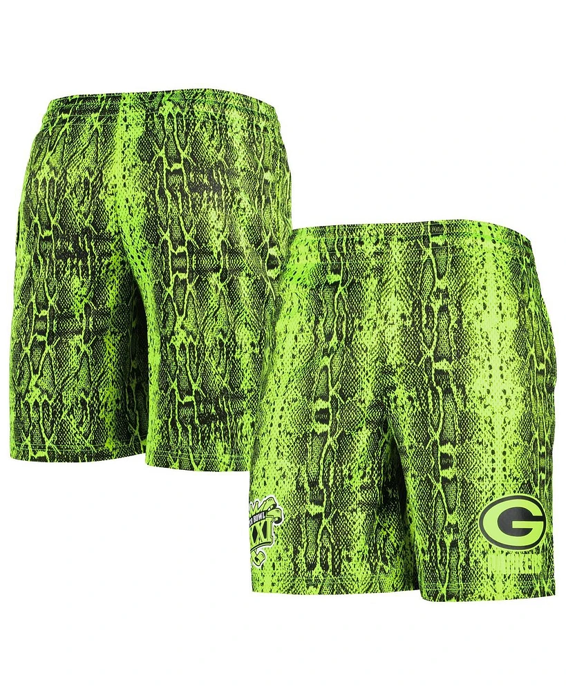 New Era Men's Neon Green Bay Packers Summer Pop Shorts