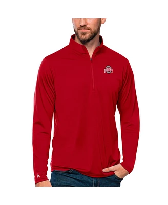 Antigua Men's Scarlet Ohio State Buckeyes Tribute Quarter-Zip Sweatshirt