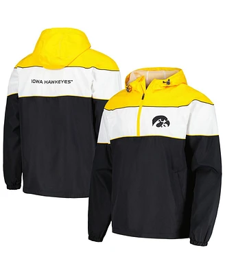 G-iii Sports by Carl Banks Men's Black Iowa Hawkeyes Center Line Half-Zip Raglan Hoodie Sweatshirt