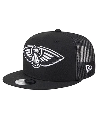 New Era Men's Black New Orleans Pelicans 9FIFTY Snapback Trucker Hat
