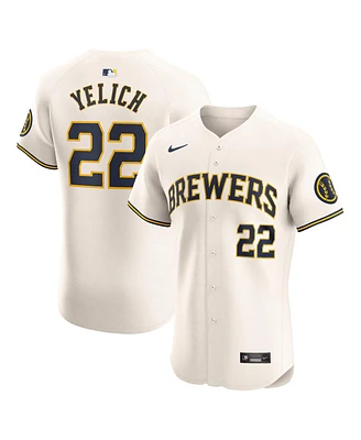 Nike Men's Christian Yelich Cream Milwaukee Brewers Home Elite Player Jersey