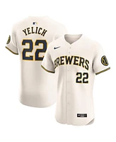 Nike Men's Christian Yelich Cream Milwaukee Brewers Home Elite Player Jersey