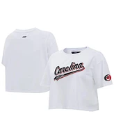 Pro Standard Women's White Carolina Hurricanes Boxy Script Tail Cropped T-Shirt