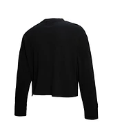 Mitchell & Ness Women's Black New York Knicks Hardwood Classics Studded Boxy Cropped Long Sleeve T-Shirt