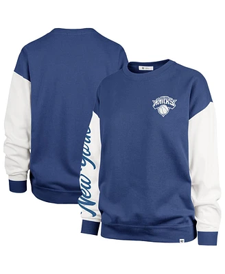 '47 Brand Women's Blue New York Knicks Plus Oversized Rise Andie Pullover Sweatshirt