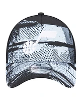 New Era Men's Black/White Utah Jazz Tip Off A-Frame Trucker 9FORTY Adjustable Hat