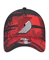 New Era Men's Black/Red Portland Trail Blazers Tip Off A-Frame Trucker 9FORTY Adjustable Hat