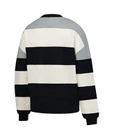 Mitchell & Ness Women's Gray/Black Milwaukee Brewers Cooperstown Collection Blocked Fleece Pullover Sweatshirt