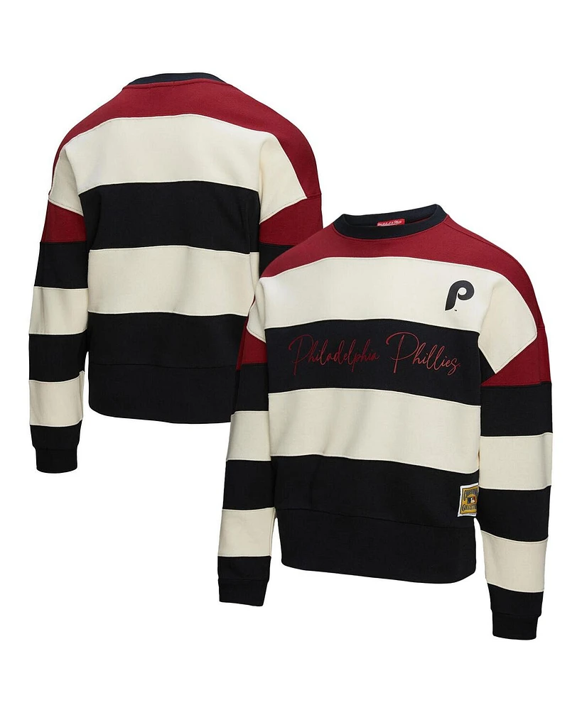 Mitchell & Ness Women's Burgundy/Black Philadelphia Phillies Cooperstown Collection Blocked Fleece Pullover Sweatshirt