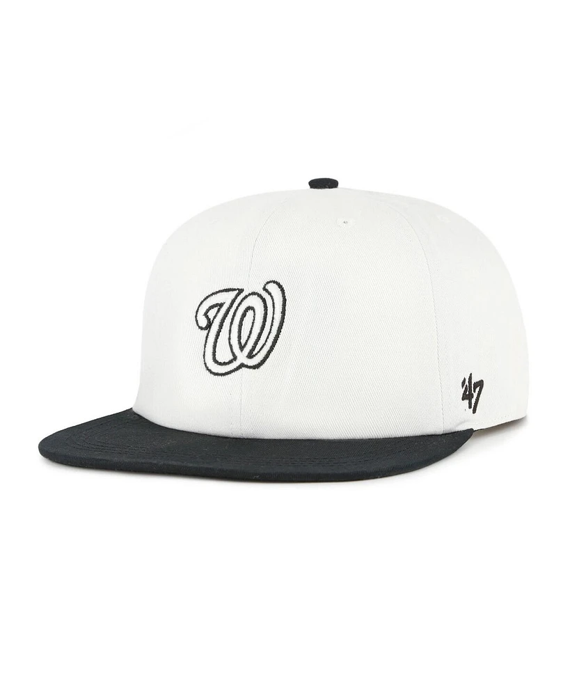 '47 Brand Men's White/Black Washington Nationals Foundation Captain Snapback Hat