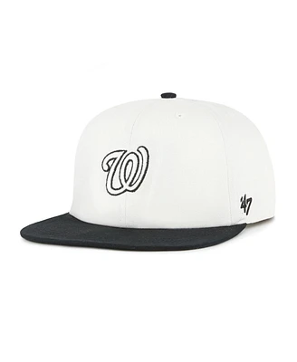 '47 Brand Men's White/Black Washington Nationals Foundation Captain Snapback Hat