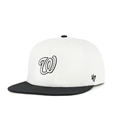 '47 Brand Men's White/Black Washington Nationals Foundation Captain Snapback Hat