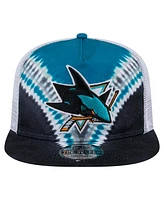 New Era Men's Black/Teal San Jose Sharks Throwback V-Dye Adjustable Golfer Hat