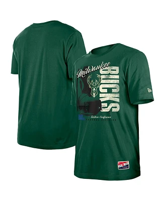 New Era Men's Hunter Green Milwaukee Bucks Distressed Throwback Vintage Color Pack T-Shirt