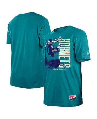 New Era Men's Teal Charlotte Hornets Distressed Throwback Vintage Color Pack T-Shirt