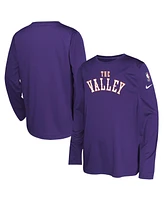 Nike Big Boys and Girls Purple Phoenix Suns 2024/25 City Edition Pregame Performance Long Sleeve Shooting T-Shirt