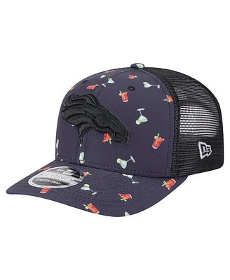 New Era Men's Navy/Black Denver Broncos Adventure Drinks Pattern 9SEVENTY Stretch-Snap Hat