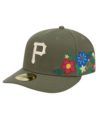 New Era Men's Olive Pittsburgh Pirates Tonal Florals 59FIFTY Fitted Hat